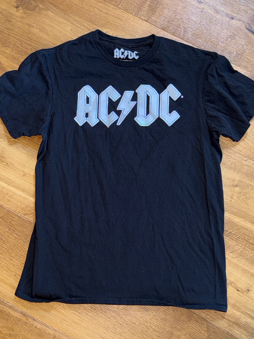 AC/DC Black Tee with Silver Logo - Men's Short Sleeve
